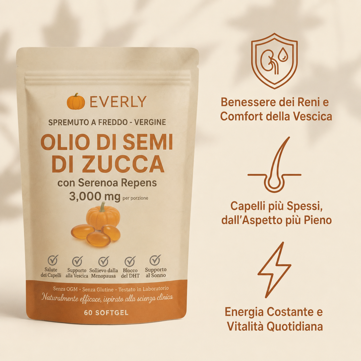Capsule molli all’olio di semi di zucca – Rafforzano naturalmente la salute dei reni e il benessere della vescica dall’interno